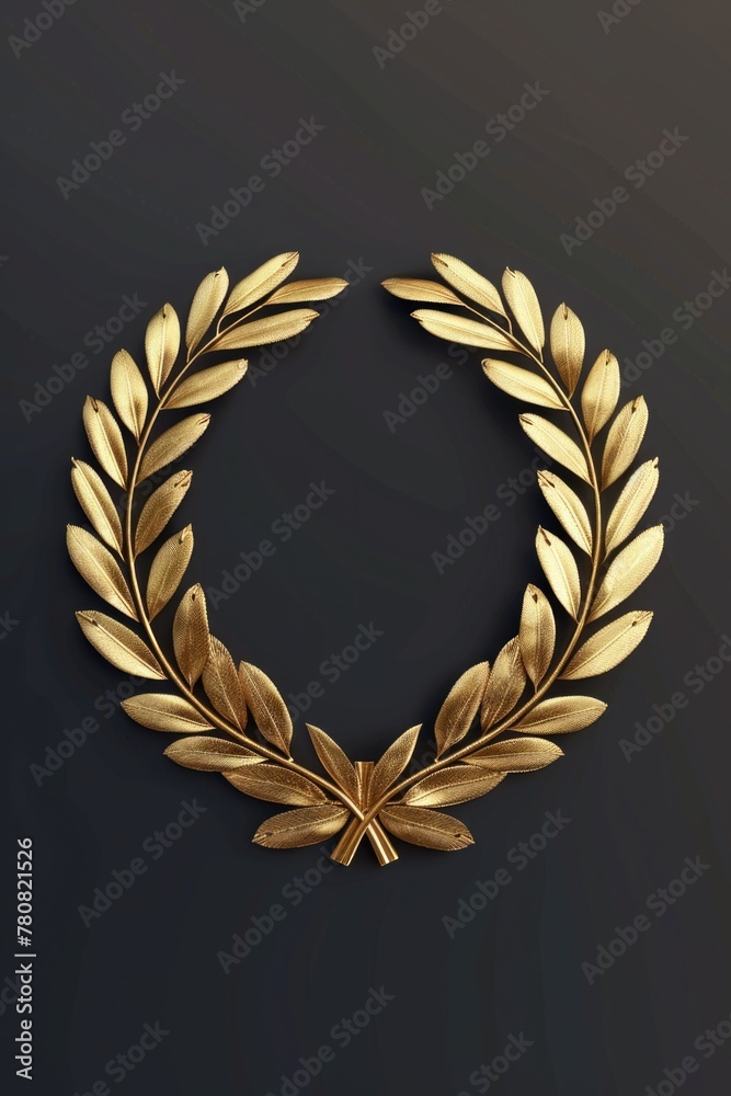 Elegant gold laurel wreath on a dramatic black background, perfect for ...