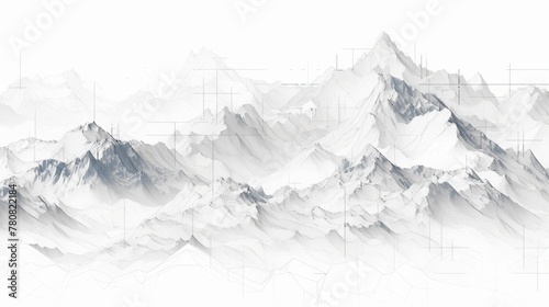 Wireframe landscape black and white background