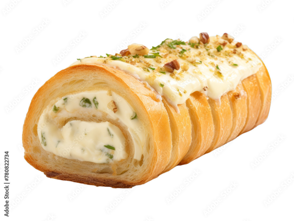 Cheese Roulade isolated on transparent png background. Generative ai