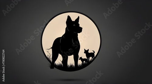 pet logo dog silhouette farm animal symbol icon .Generative AI
