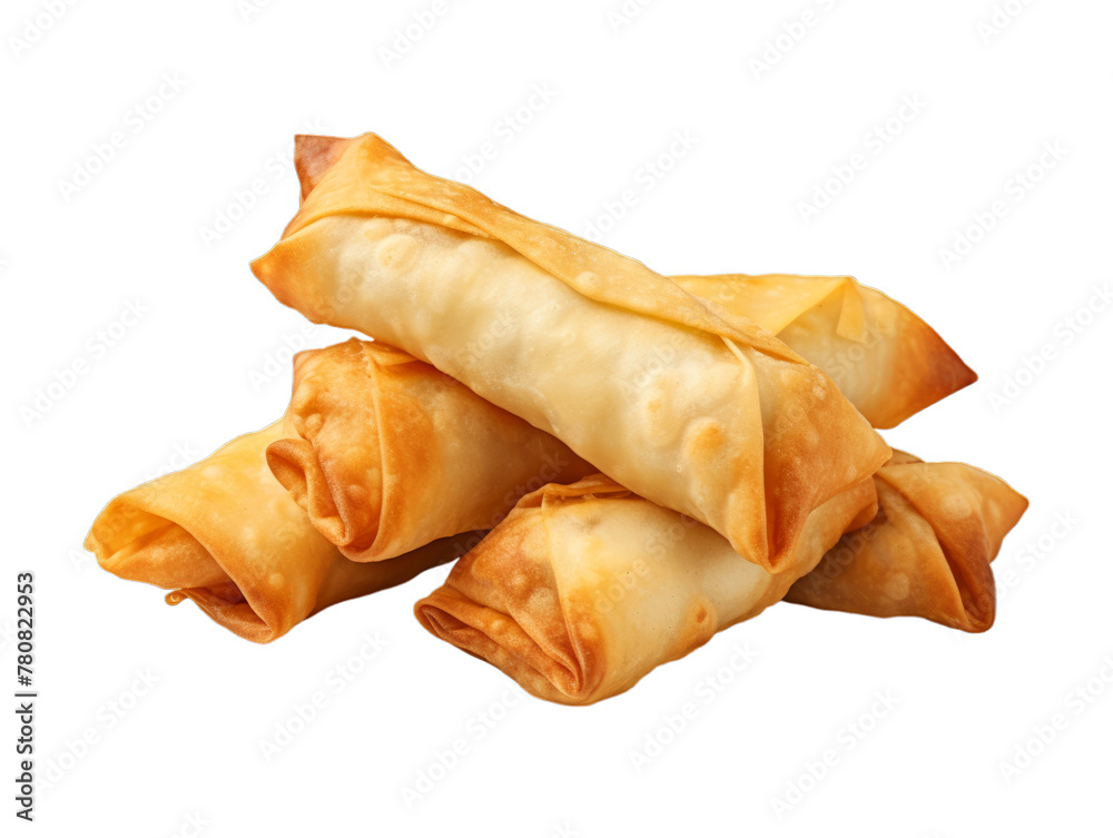 Cheese Spring Rolls isolated on transparent png background. Generative ai