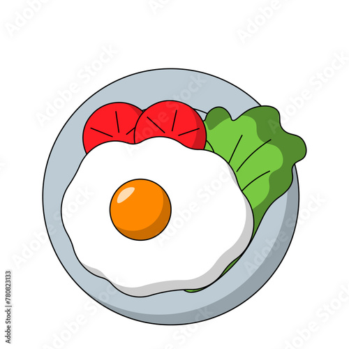 Cartoon scrambled eggs on plate in color