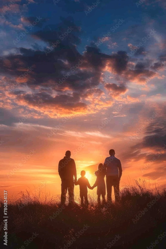 Group of people standing on top of a grass covered field, suitable for various outdoor activities