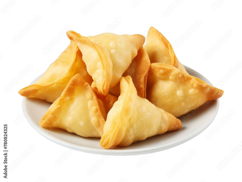 Cheese Wontons isolated on transparent png background. Generative ai