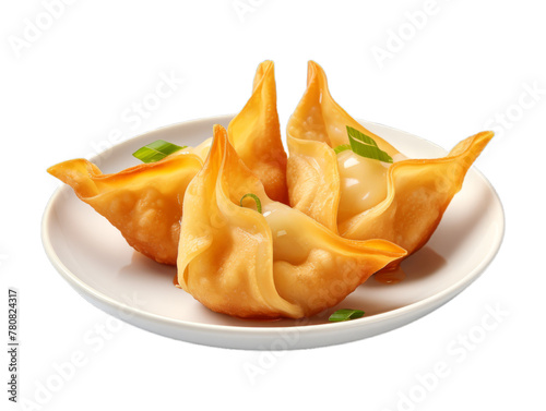 Cheese Wontons isolated on transparent png background. Generative ai photo