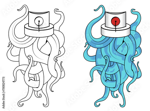 pulpo con una cabeza de spray can