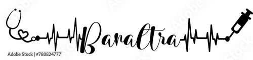 banaltra - black color - name written - heartbeat, electrocardiogram, love - for websites,, presentations, greetings, banners, cards,, t-shirt, sweatshirt, prints, cricut, silhouette, sublimation	
