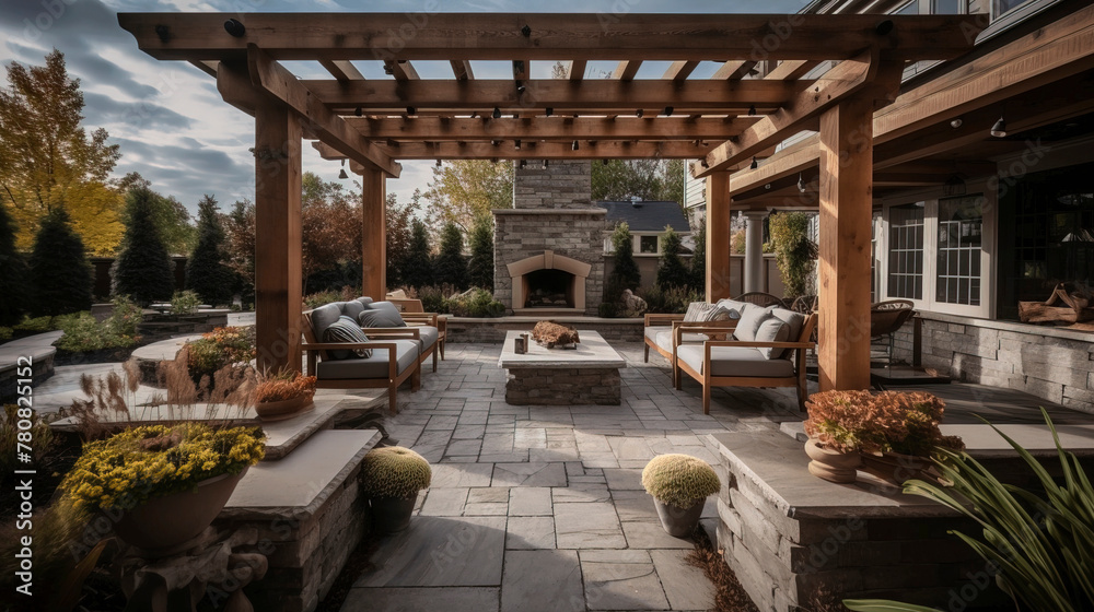 Beautiful outdoor living area with a pergola Beautiful outdoor living area with a pergola