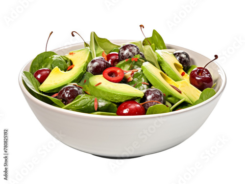 Cherry Avocado Salad isolated on transparent png background. Generative ai