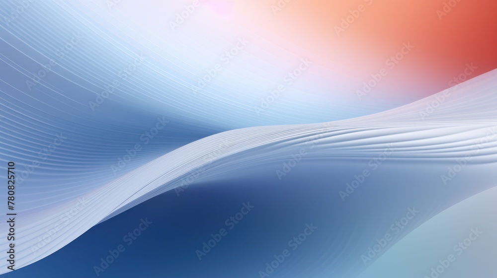 Obraz premium A colorful abstract composition of flowing curves in blue, red, and white. The curves appear as if they are made of plastic wrap or light, giving the impression of movement and fluidity.
