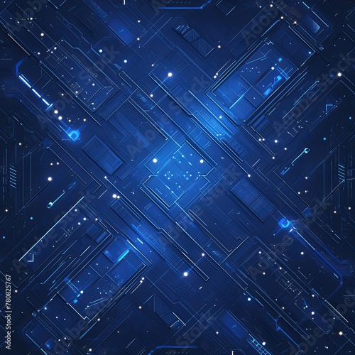 High computer technology blue color background Abstract futuristic circuit board.