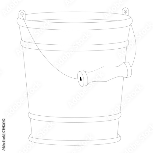 Hand drawn. Flat vector illustration. Bucket empty Vector.  Eps 10. 