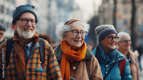 Elderly people of different nationalities spend a pleasant time together in a friendly atmosphere, the joyful life of pensioners. vivid impressions of life.