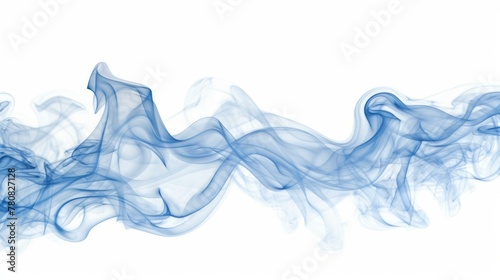 Blue smoke on white background. Generative AI.