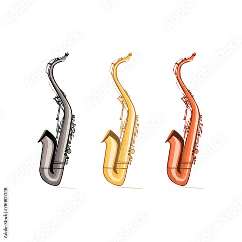 Saxophone | Minimalist and Simple set of 3 Line White background - Vector illustration