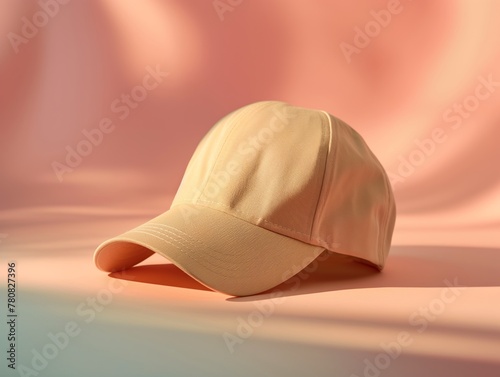 Peach-Colored Cap on Matching Peach Background - Mockup
