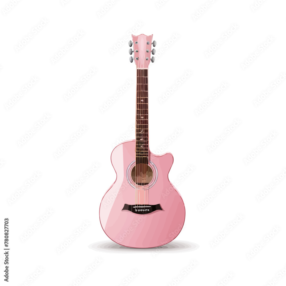 Fototapeta premium Pink acoustic guitar isolated vector illustration