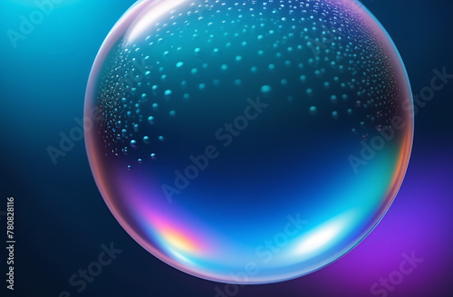 Large rainbow soap bubbles in close-up levitate on a mother-of-pearl background. Concept background