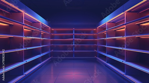 Creative vector illustration displaying empty store shelves, isolated on a background. Abstract concept for showcasing products in a supermarket.