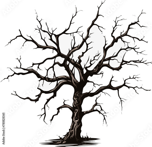 Dead tree vector illustration silhouette. Illustration of trees and branches without leaves