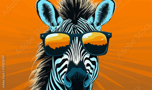 zebra wearing sunglasses vector illustration in the middle of the artboard photo