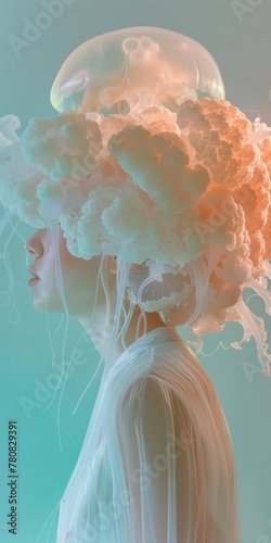 beautiful woman with jellyfish head photo