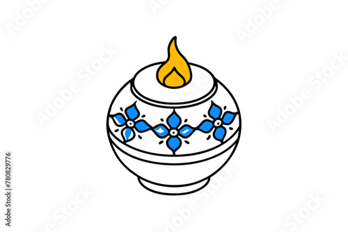  a-blue-and-white-porcelain-material-with-golden-vector illustration