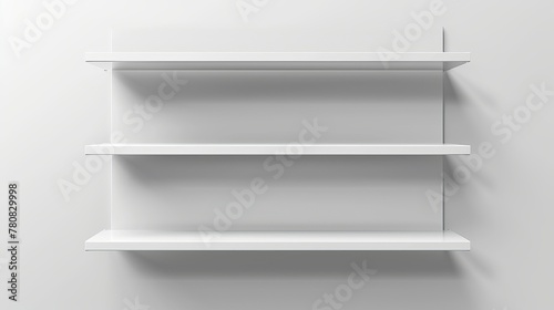 Isolated 3D illustration of an empty white bookshelf. Presented as a vector graphic.