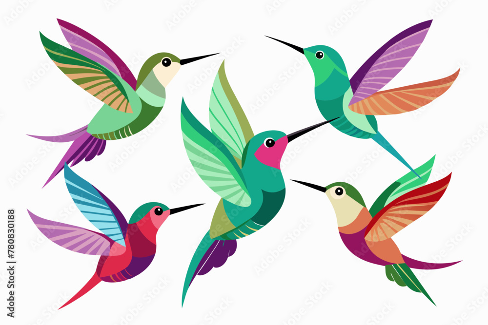 Obraz premium Dainty Hummingbirds vector illustration 
