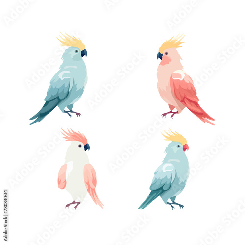 Cockatoo | Minimalist and Simple set of 3 Line White background - Vector illustration