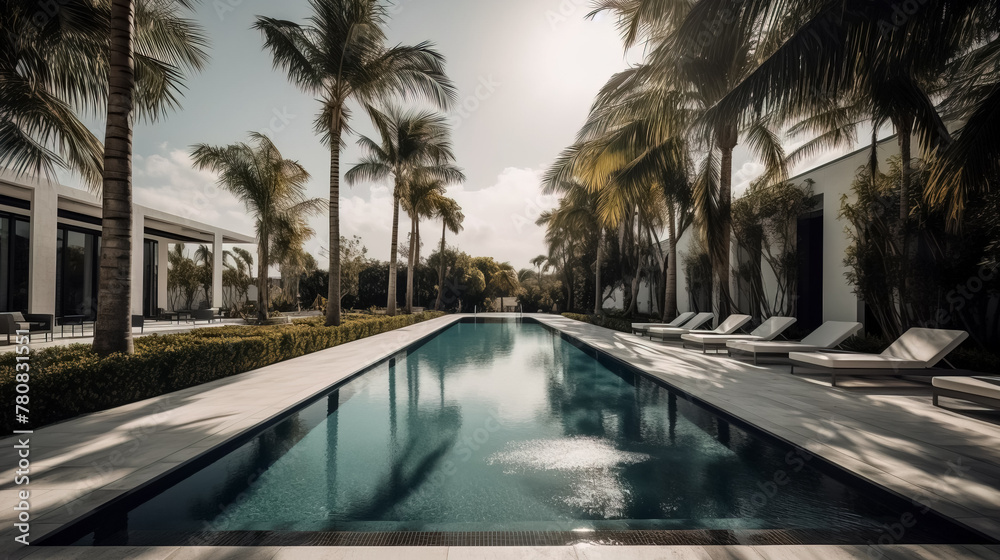 Fototapeta premium Beautiful luxurious outdoor pool area