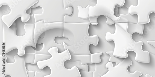 Jigsaw puzzle background with white pieces. photo
