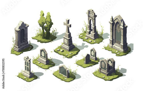 top view aerial shot of destroyed city isolated vector style with transparent background illustration