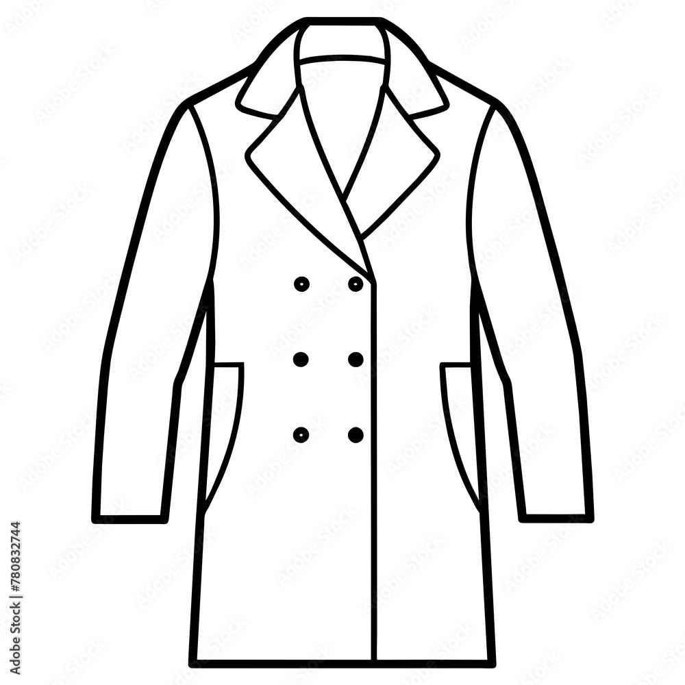 Coat isolated in white vector illustration