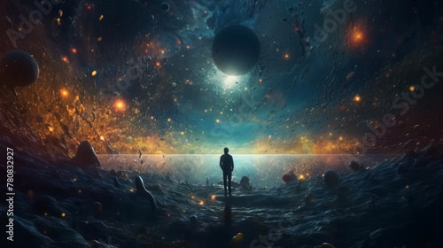 At the edge of universe. surreal mystical fantasy artwork photo