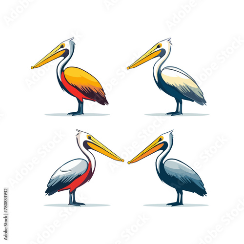 Pelican | Minimalist and Simple set of 3 Line White background - Vector illustration