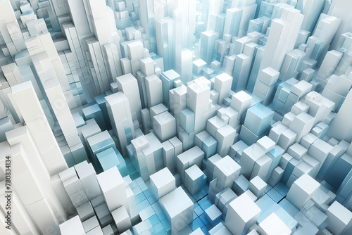abstract blue and white background with cubes