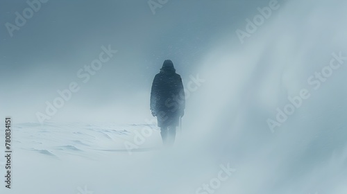 Solitary Figure Braving the Blizzard A Study in Resilience and Solitude Amidst the Stark Winter Landscape