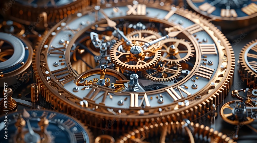 Intricate Clockwork Mechanism Showcasing the Dance of Mechanical Engineering and Timeless Design