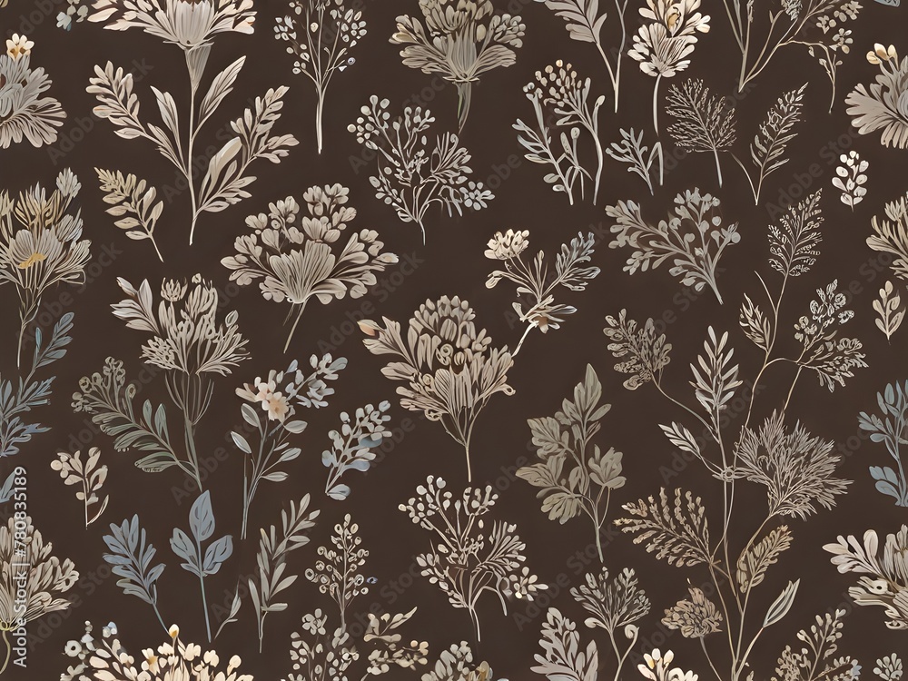 Seamless, minimalist floral pattern with clean lines and a limited color palette, generative AI Seamless, minimalist floral pattern with clean lines and a limited color palette, generative AI