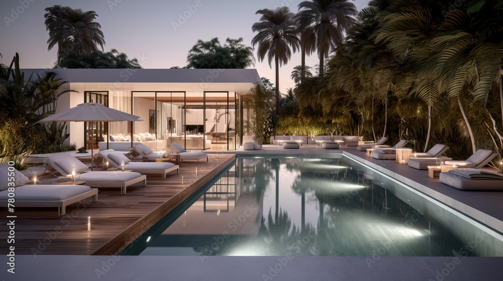 Fototapeta premium Beautiful luxurious outdoor pool area