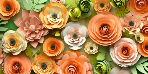 Beautiful floral paper cut wallpaper
