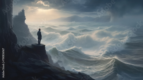 At the edge of the world. surreal mystical fantasy artwork