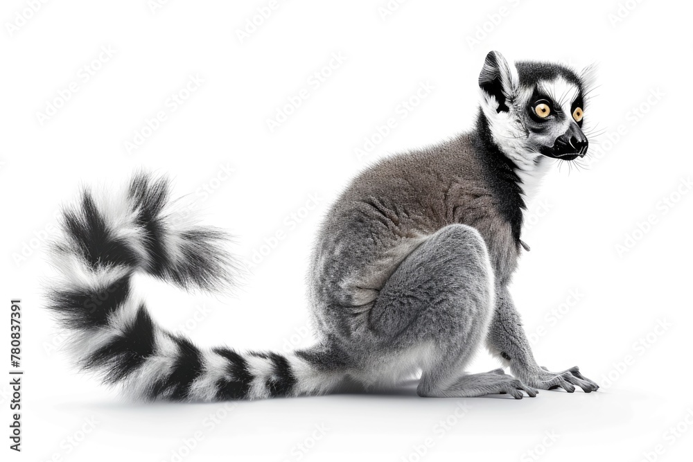 Naklejka premium Close-up photo of a ring tailed lemur, suitable for nature and wildlife projects