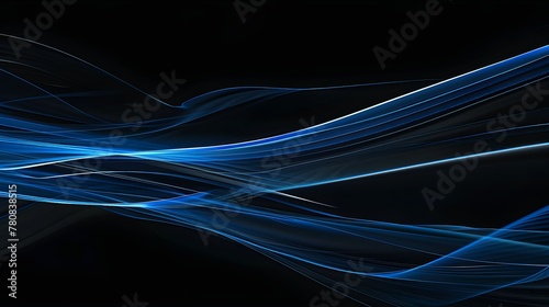 Abstract blue background element on black. Fractal graphics. Three-dimensional composition of glowing lines and mption blur traces. Movement and innovation concept. © PSCL RDL
