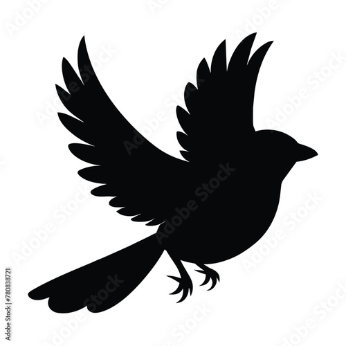 silhouette of a towhee bird on white