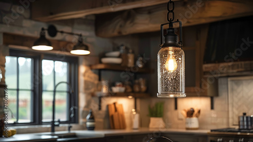 Modern kitchen with pendant lighting