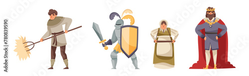 Medieval People Character from Fairytale and Legend Vector Set