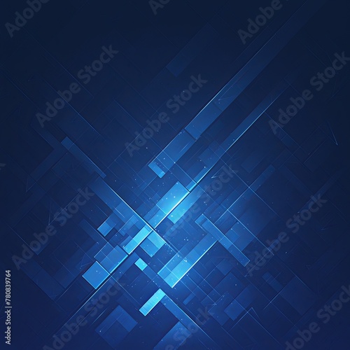 Abstract digital art blue Background. Dark low poly rectangle pattern. Virtual computer Landscape. Technology style. Sci-fi surface