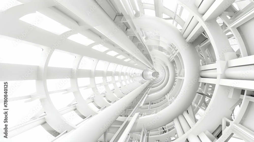 Fototapeta premium Abstract Technology Background. Minimal Architecture Design. White Industrial Wallpaper